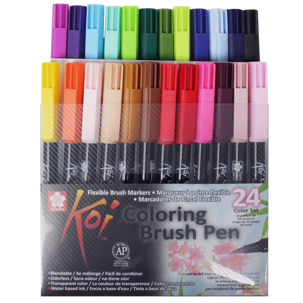 Caneta  Ponta de Pincel Koi Sakura 24 Cores